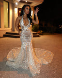 Niulatu Mermaid V-Neck Evening Dress With Train Stunning Mermaid Evening Gown HZ1007