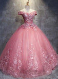 Niulatu Ball Gown Off-The-Shoulder Tulle Sweet 16 Dress, Quinceanera Dress HZ0113