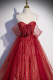Niulatu tulle sequins long prom dress A line evening gown HZ1007