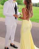 Niulatu Yellow Long Prom Dresses Backless Yellow Prom Dresses Formal Evening Dresses HZ1007