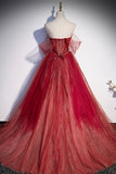 Niulatu tulle sequins long prom dress A line evening gown HZ1007