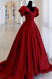 Niulatu satin long A line prom dress evening dress HZ0113