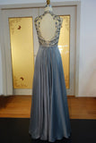 Niulatu Length A-line Halter Crystal Beading Chiffon Prom HZ1007