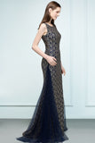 Niulatu Length Gold Mermaid Sleevless Crew Lace Prom HZ1007