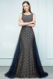 Niulatu Length Gold Mermaid Sleevless Crew Lace Prom HZ1007