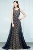 Niulatu Length Gold Mermaid Sleevless Crew Lace Prom HZ1007