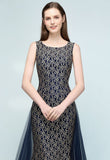 Niulatu Length Gold Mermaid Sleevless Crew Lace Prom HZ1007