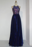 Niulatu Length Sequined A-line Crew Sleeveless Crystal Beading Prom HZ1007