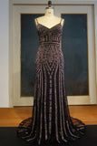 Niulatu Length Sheath Spaghetti Sweetheart Sequined Patterns Prom HZ1007