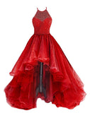 Niulatu with Beaded Bodice Halter High Low Prom Dress,Pageant Dress HZ0113