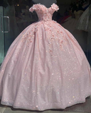 Niulatu princess off shoulder long formal prom dress, long strapless pink flower appliqu¨¦s evening dress HZ0113