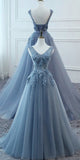 Niulatu Women's Tulle Evening Dresses Appliques Long Prom Dresses HZ0113