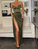 Niulatu Straps Simple Prom Gowns with Leg Slit Side HZ0113