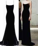 Niulatu Straps Black Mermaid Evening Dress, Formal Prom Dress HZ0113