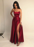 Niulatu A-Line Long Prom Dress with slit, Floor Length Evening Gown HZ0113