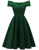 Niulatu Satin Off Shoulder emerald green Homecoming Dress HZ0113