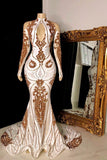 Niulatu Long Mermaid Keyhole Neckline Sequins Formal Prom Dress with HZ1007