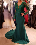 Niulatu Long V-neck Lace Mermaid Prom Dress with HZ1007