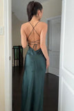 Spaghetti Straps Pink Fitted Long Party Dress with HZ0308