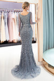 Niulatu Long Mermaid V-neck Tulle Evening Dresses with HZ1007