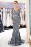 Niulatu Long Mermaid V-neck Tulle Evening Dresses with HZ1007