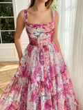Niulatu Line Floral Pink Long Prom HZ1007