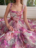 Niulatu Line Floral Pink Long Prom HZ1007