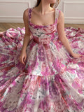 Niulatu Line Floral Pink Long Prom HZ1007