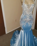Niulatu Dresses Light Sky Blue Appliques Formal Evening Party Gowns HZ0113