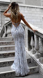 Niulatu up back mermaid silver evening dress prom dress HZ0113