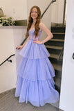 Pink Corset Tulle Ruffles A-line Formal HZ0308
