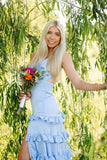 Knotted Sage Ruffles Tiedred Maxi HZ0308