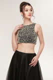 Niulatu A-line Two-piece Tulle Crew Sleeveless Prom Dresses with HZ1007