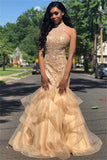 Niulatu Mermaid High Neck Organza Prom HZ1007