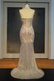 Niulatu Mermaid Illusion Neckline Front Split Sequined Prom HZ1007