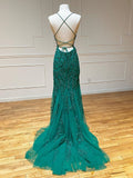 Niulatu Mermaid Strapless Tulle Open Back Lace Formal Prom HZ1007
