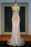 Niulatu Spaghetti Mermaid Sweetheart Champagne Sequined Prom HZ1007