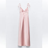 Niulatu Sheath Spaghetti Straps Pink Satin Evening Dress Prom Dresses Long Birthday Outfits HZ1110