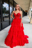 Straps Blue Appliques Tiered Ruffle Long Formal HZ0308