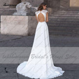 Niulatu Donna Modest Bridal A Line Wedding Dress Summer 2025 Simple V-neck Backless Beach Wedding Dresses Long HZ1007