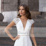 Niulatu Donna Modest Bridal A Line Wedding Dress Summer 2025 Simple V-neck Backless Beach Wedding Dresses Long HZ1007