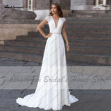 Niulatu Donna Modest Bridal A Line Wedding Dress Summer 2025 Simple V-neck Backless Beach Wedding Dresses Long HZ1007