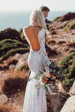 Niulatu Long Sleeve See Through Lace Rustic Mermaid Wedding Dress HZ1007