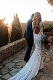 Niulatu Long Sleeve See Through Lace Rustic Mermaid Wedding Dress HZ1007