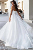 Niulatu Satin A-line Sweetheart Modest Wedding Dresses With Pearls HZ1007