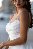 Niulatu Satin A-line Sweetheart Modest Wedding Dresses With Pearls HZ1007