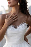 Niulatu Satin A-line Sweetheart Modest Wedding Dresses With Pearls HZ1007