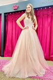 Spaghetti Straps Light Blue Sequin A-line Formal HZ0308