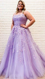 Niulatu lilac long prom gowns, chic lace prom dresses, formal evening dresses for teens HZ0113