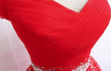 Niulatu Red Tulle Off Shoulder Long Formal Gown Red Sweet 16 Dresses HZ0113